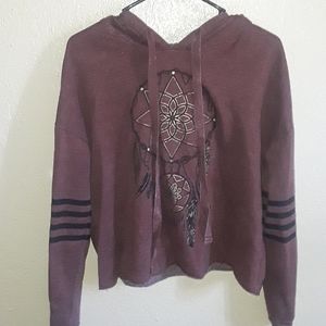 Long sleave burgundy crop top